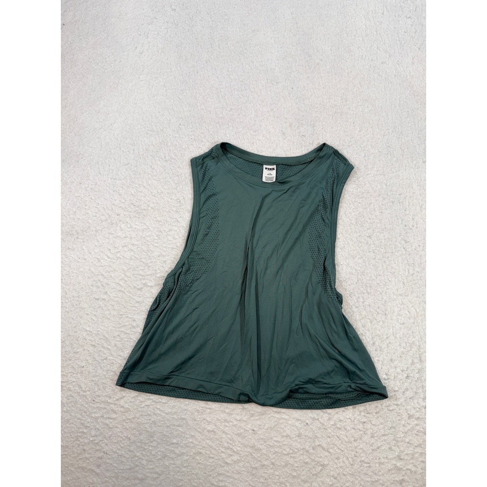 Pink Victoria's Secret Muscle Tank Top Green Mesh Back Activewear Large